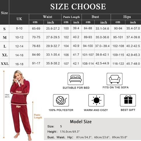 Yusongirl Fleece Womens Pajamas Set Fuzzy Pajamas Winter Pyjama Warm Loungewear Pjs Fluffy Pj Set Long Sleeve Sleepwear in Saudi Arabia