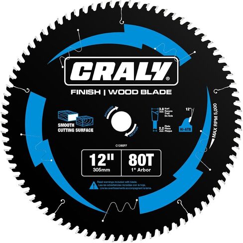 CRALY 8-1/4 بوصة 40 أسنان منشار دائري لقطع الخشب بلمسة نهائية دقيقة، أربور 5/8 بوصة، رأس كربيد، شق رفيع، طلاء ثلج أسود، للخشب الرقائقي، MDF، OSB، مصفح (C0840FF) in Saudi Arabia