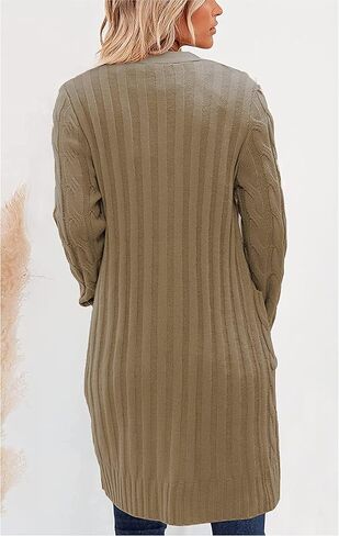 kinstell Womens Cable Knit Open Front Long Cardigan Sweaters Button Down Loose Long Sleeve Outerwear with Pockets in Saudi Arabia