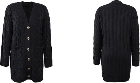 kinstell Womens Cable Knit Open Front Long Cardigan Sweaters Button Down Loose Long Sleeve Outerwear with Pockets in Saudi Arabia