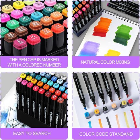 Simpleoa 262 Alcohol Markers for Kids, Artist Graphic Markers Dual Tip Art Markers for Drawing Coloring Marking Out Card Making, Student, Beginner Toddler, Beginners in Kuwait