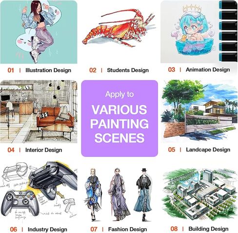 Simpleoa 262 Alcohol Markers for Kids, Artist Graphic Markers Dual Tip Art Markers for Drawing Coloring Marking Out Card Making, Student, Beginner Toddler, Beginners in Kuwait