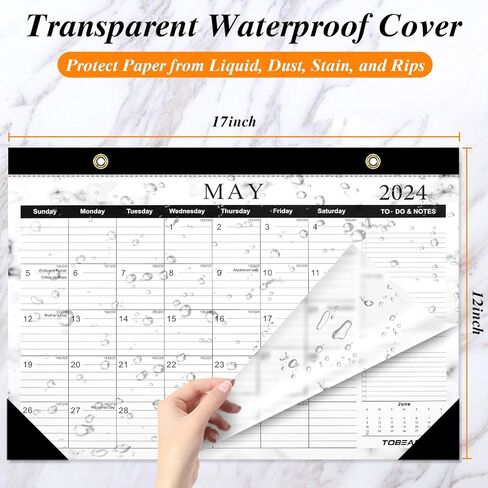 Tobeape® 2024-2025 Desk Calendar with Planner Stickers, Large Monthly Pages 17 x 12 inches Wall Calendar Daily Planner, Hanging 20 months Runs from Now Through December 2025 in Kuwait