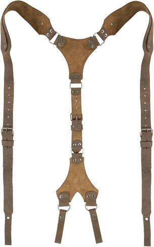 Hide & Groom, Riveted Suspenders with Adjustable Size Straps, Handmade from Full Grain Leather - Bourbon Brown, Bourbon Brown, Unique in Saudi Arabia
