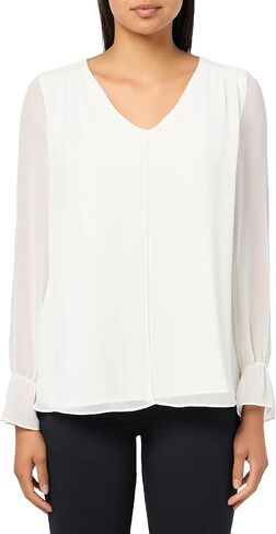 Kasper Women's Ls Double Layer Blouse W Shirred Yoke in Kuwait