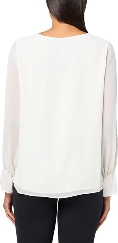Kasper Women's Ls Double Layer Blouse W Shirred Yoke in Kuwait