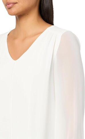 Kasper Women's Ls Double Layer Blouse W Shirred Yoke in Kuwait
