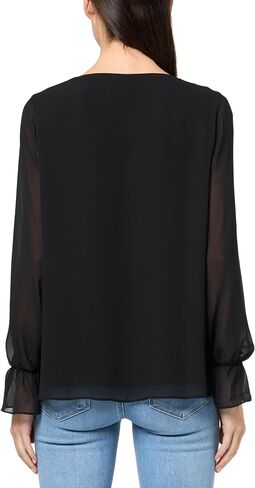 Kasper Women's Ls Double Layer Blouse W Shirred Yoke in Kuwait