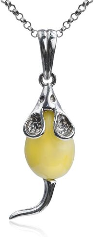 إيان وفاليري الأصفر العنبر الفضة الاسترليني قلادة قلادة سلسلة 18 بوصة in Kuwait