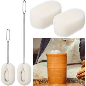 Teenyyou 2 Pottery Sponge Ceramic Shaping Tools Sponge Brush for Pottery Scrubber with 2 Replaceable Brush Head Sponge Long Handle Cup Brush Replaceable Brush Head Sponge for Kitchen Cleaning