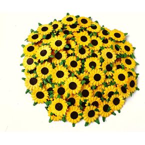 PL Flower Set of 50 Tiny Sunflowers Mulberry Paper Craft Supplies Scrapbook Card Flower Embellishments Size 0.78 in Small Craft Handmade Wedding Scrapbook for so Many Card Craft Projects