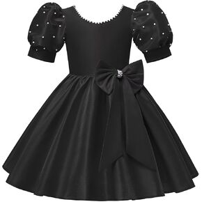 Satin Flower Girl Dresses for Wedding Beads Vintage Pageant Dress First Communion Gown with Bow Knot