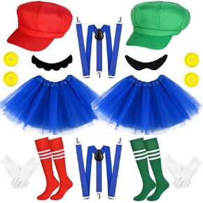 16 قطعة من أزياء الهالوين سوبر رول بلاي بروس تتضمن قبعات سباك وتنورات توتو وجوارب للركبة وحمالات وقفازات وأزرار للنساء in Kuwait