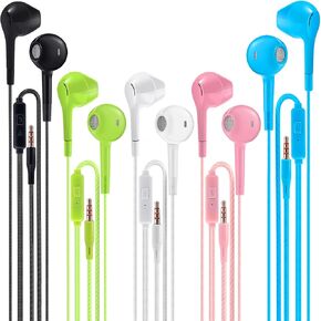 Earbuds Headphones with Microphone Pack of 5, Noise Isolating Wired Earbuds, Earphones with Powerful Heavy Bass Stereo, Compatible with Android, iPhone, iPad, Laptops, MP3 and Most 3.5mm Interface