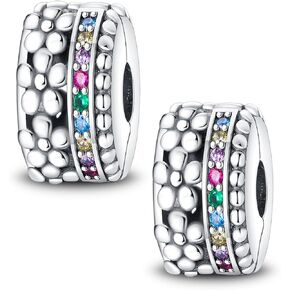Andora 925 sterling silver Clip Spacer Charm for Bracelet Clip Lock Stopper Bead Spacer European Openable Beads 2Pcs