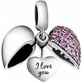 I Love You Charm 925 Sterling Silver Heart Charm Family Charm Love Charm Anniversary Charm Happy Charm for Pandora-Bracelet
