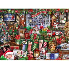Vermont Christmas Company Christmas Collectibles Jigsaw Puzzle 550 Piece - Fun Christmas Collage for Adults & Young Adults - 24" x 18"