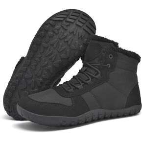 Mens Winter Barefoot Boots Insulated Warm 丨 Fur Lined Minimalist Snow Shoes 丨 Wide Toe Box + Drop Zero Sole