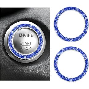 Car Bling Engine Start Ring Decal, Sparkling Rhinestone Vehicle Engine Start Button Decal, Auto Push Start Button Cover Sticker for Most Automotive, Car Accessories (Purple)