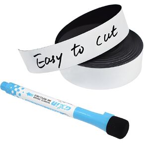 Dry Erase Magnetic Label Strips 3" x 25 Feet White, Reusable Dry Erase Magnetic Labels Roll for Whiteboards, Locker and Refrigerato, 1 Pack Magnetic Tape Roll