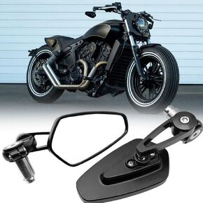 For Indian Scout Bobber Criuser Motorcycle Black Side Bar End Rearview Mirrors 7/8" CNC