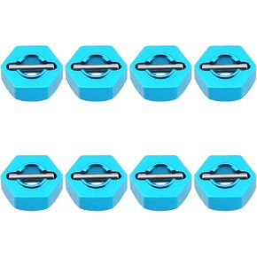 8PCS Toy Car Aluminium Alloy Wheel Hexagonal Hub 12mm Blue Drive Adapter with Pin Upgrade Part for RC Car Upgrade Replacement Part