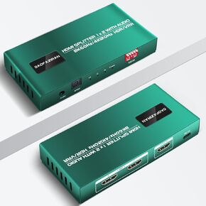 HDMI Splitter 1 in 4 Out 4k 120hz ，1x4 HDMI Splitter， 8k HDMI 2.1 Splitter 1 in 4 Out ， Adaptive EDID hue Light sync, Compatible with Xbox Series X, PS4 Pro, PS5, Blu-ray Player, PS4 Fire Stick HDTV.