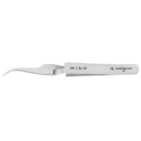 Excelta Reverse Action Tweezers, Stainless Steel, 4.75" Straight Tapered Flat Point, Anti-Magnetic with Fiber Grips, Basic