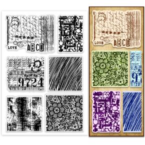 PH PandaHall Texture Clear Stamps Digital Seal Stamp Flower Lines Rubber Stamps Lace Transparent Stamp Graffiti Background Stamps for DIY Scrapbooking Photo Card Album Crafts 6.2x4.3 Inch