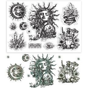PH PandaHall Goddess Clear Stamps for Card Making, Clear Silicone Stamp Mystic Treasure Transparent Craft Seal Stamp Rubber Stamp for Photo Scrapbooking Painting Crafting Album Journal Decor