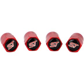 XDG 4pcs ST Logo Car Tire Valve Stem Caps Metal Chrome Dustproof Covers for ST Motors Fiesta Focus Fusion Mustang Taurus Ecosport Escape Edge Flex Explorer Expedition Ranger Transit F150 (Red)