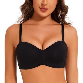 Strapless Bandeau Tube Top Non-Padded Underwire Bra for Women Seamless Convertible Strap
