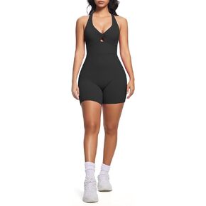 Aoxjox Twist Front and Back Workout Lola Romper for Women - High-Waist One Piece Scrunch Gym Yoga Sports Jumpsuit 6"