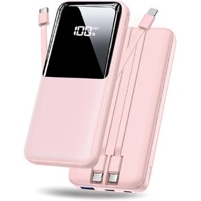 CFIAI Portable Charger Power Bank - 15000mAh Fast Charging Portable Phone Charger with Built in USB-C(22.5W) and iOS(20W) Output Cable, LED Display Battery Pack for iPhone Android Samsung etc(1 Pack)