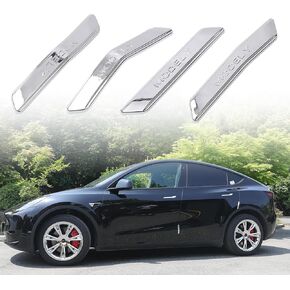 Door Edge Guards Protector Compatible with 2020-2024 Tesla Model Y Exterior Trim Anti-Collision Protect Strip for Tesla Model Y Car Side Door Guards Protector (4 Pcs) (Chrome)
