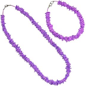 BlueRica 2 Piece Set ~ Dark Blue Puka Chip Shells Necklace & Anklet