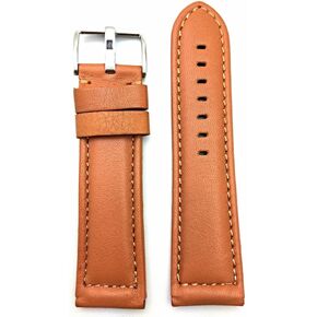 NewLife 26mm Long, Brown Leather Watchband Compatible with Panerai Watch | Soft, Smooth, Medium Padded Replacement Watchstrap Bracelet (Mens Long Length)