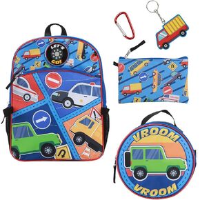 Vroom Vroom Cars and Trucks 5-Piece Backpack & Lunchbox Set