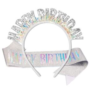 Aprince Birthday Headband Birthday Crown Birthday Sash for Women Birthday Tiara Blue Happy Birthday Headband Party Decorations Birthday Crown for Girls
