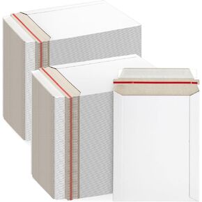 Juvale 500 Pack 7x9 Rigid Mailers - 450 GSM Thick Self Adhesive Stay Flat Cardboard Envelopes for Shipping Photos, Documents, Collectible Trading Cards (White)