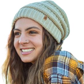 TOP-EX M/L/XL 100% Merino Wool Slouchy Beanie for Women Winter Hat Fleece Lining Warm Knit Hats