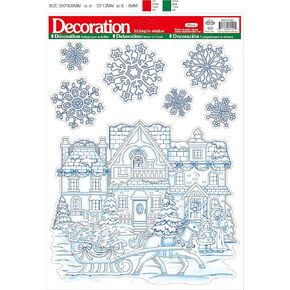 bCreative Christmas Winter Stickers Decals Glass Window Clings Decorations DIY Adhesives 4 Sheets Assorted Santa Claus Tree Snowflake, 16'' × 11''