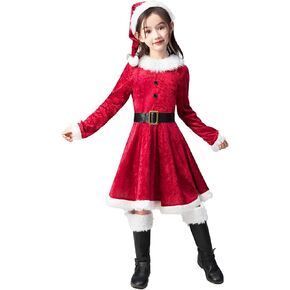 Mrs. Santa Suit Christmas Dress Outfit, Halloween Cosplay Costume for Party