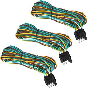 Kanayu 3 Set 25ft Trailer Wiring Harness 4 Wire 4 Flat Trailer Light Wiring Harness Extension Kit Trailer Wire Kit with 18 Gauge White Ground Wire for Trailers O-016
