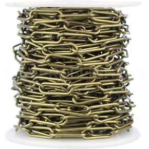 CleverDelights Bulk Paperclip Chain - 3/16" x 5/8" Link - 25 Feet - Antique Bronze Color