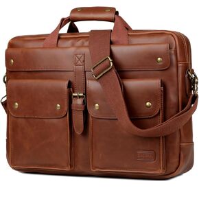 Baosha Leather 17 inch Canvas Laptop Bag Messenger Bag Briefcase Vintage Crossbody Shoulder Bag for Men BC-07