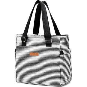 Medium Canvas Tote Bag for Women, Multi-Pocket Purse Handbag with Adjustable Top Handle in Saudi Arabia