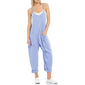 Ru Sweet Women's Casual Loose Sleeveless Jumpsuits Spaghetti Strap V Neck Harem Long Pants Overalls with Pockets