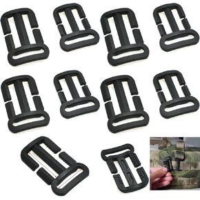 10 Pack Tri Glide Slide 1 inch + 3/4" Slider Buckle Quik Attach Sternum Strap Adjuster with Guides Loop for Backpack Tactical Bag Vest Belt Dog Collar Harness Outdoor