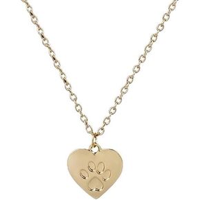 Art Attack Stainless Steel Dog Paw Print Chain Necklace, Forever In My Heart Pet Lover Puppy Mom Rescue Charm Pendant (Gold) in Saudi Arabia